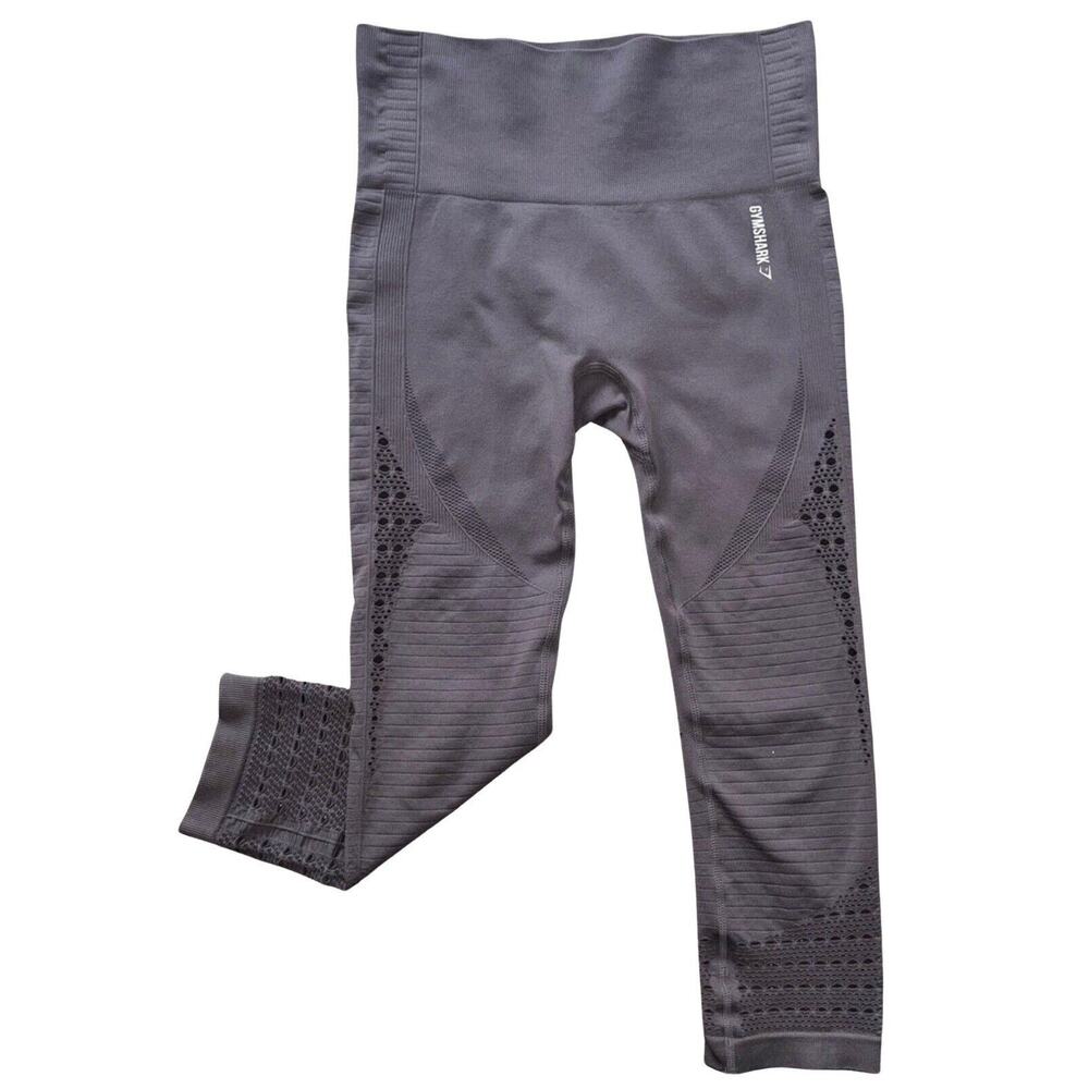 GYMSHARK Women's Dry Contour Leggings Small Gray Cut-Out Details On‎ Leg EUC